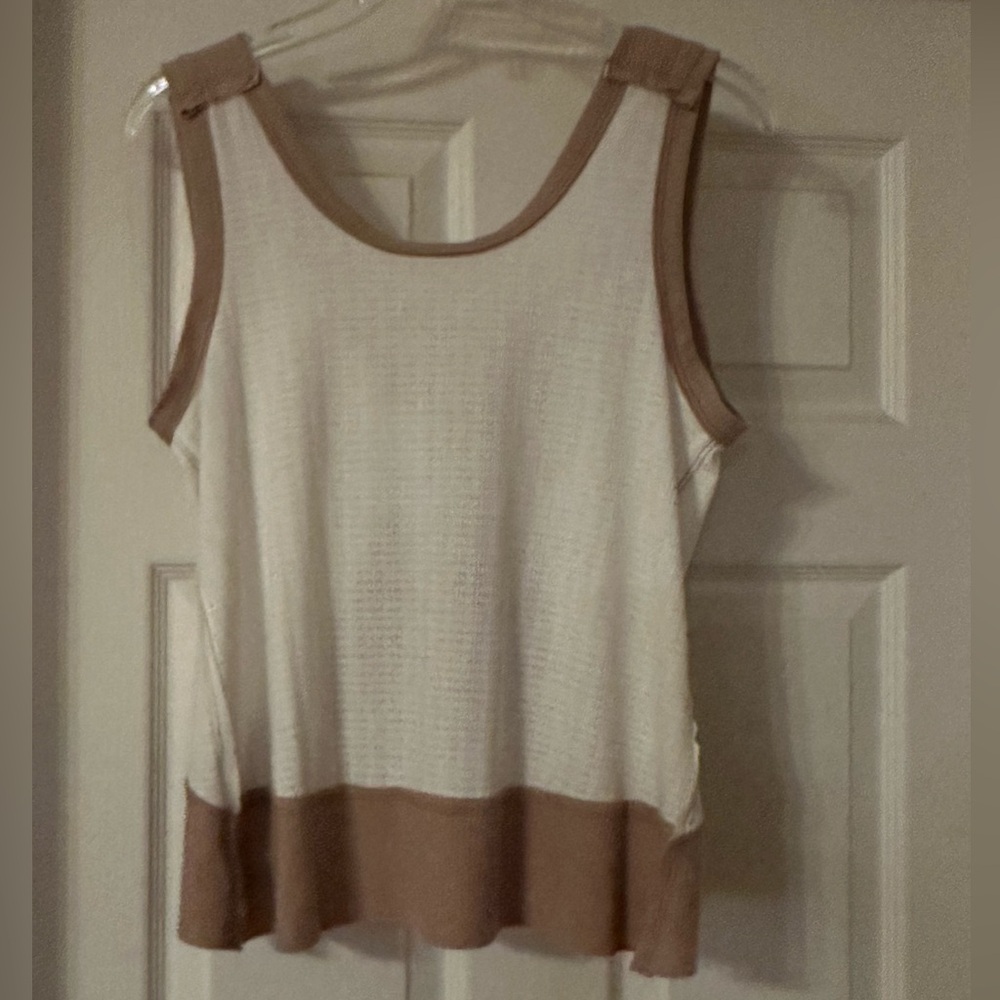 BKE Cream and Brown Tank Top
